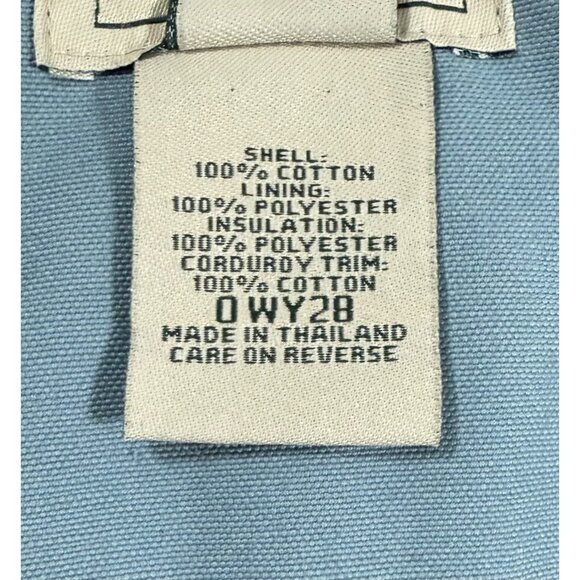 Y2K Era L.L. Bean Barn Coat L Rare Lt Blue w/Corduroy Trim Quilt Insulated Jacke - Picture 10 of 16